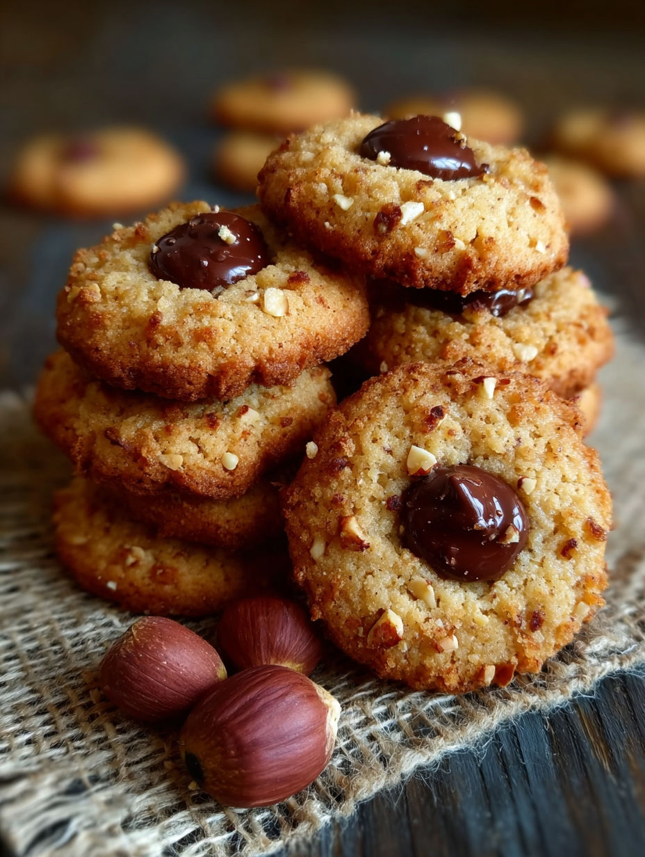 Une pile de biscuits au chocolat et des noix.