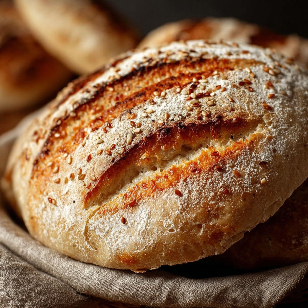 Une pâte de pain chaude est servie sur un tissu.