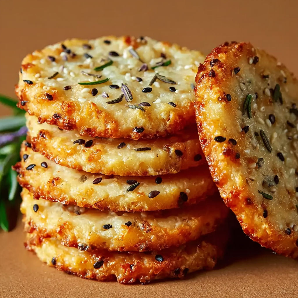 Une pile de biscuits de céréales avec des graines de cumin.