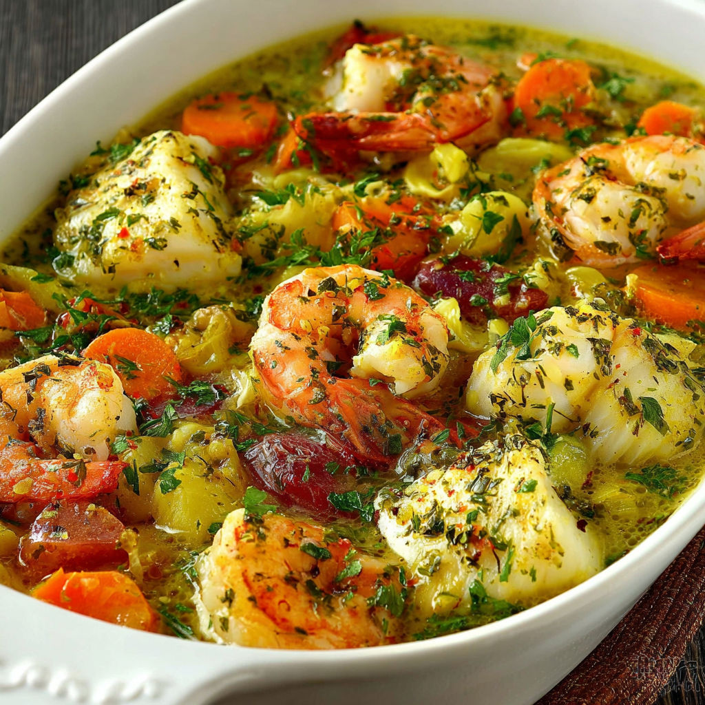 Une recette de bouillabaisse avec des moules, des carottes et des épinards.