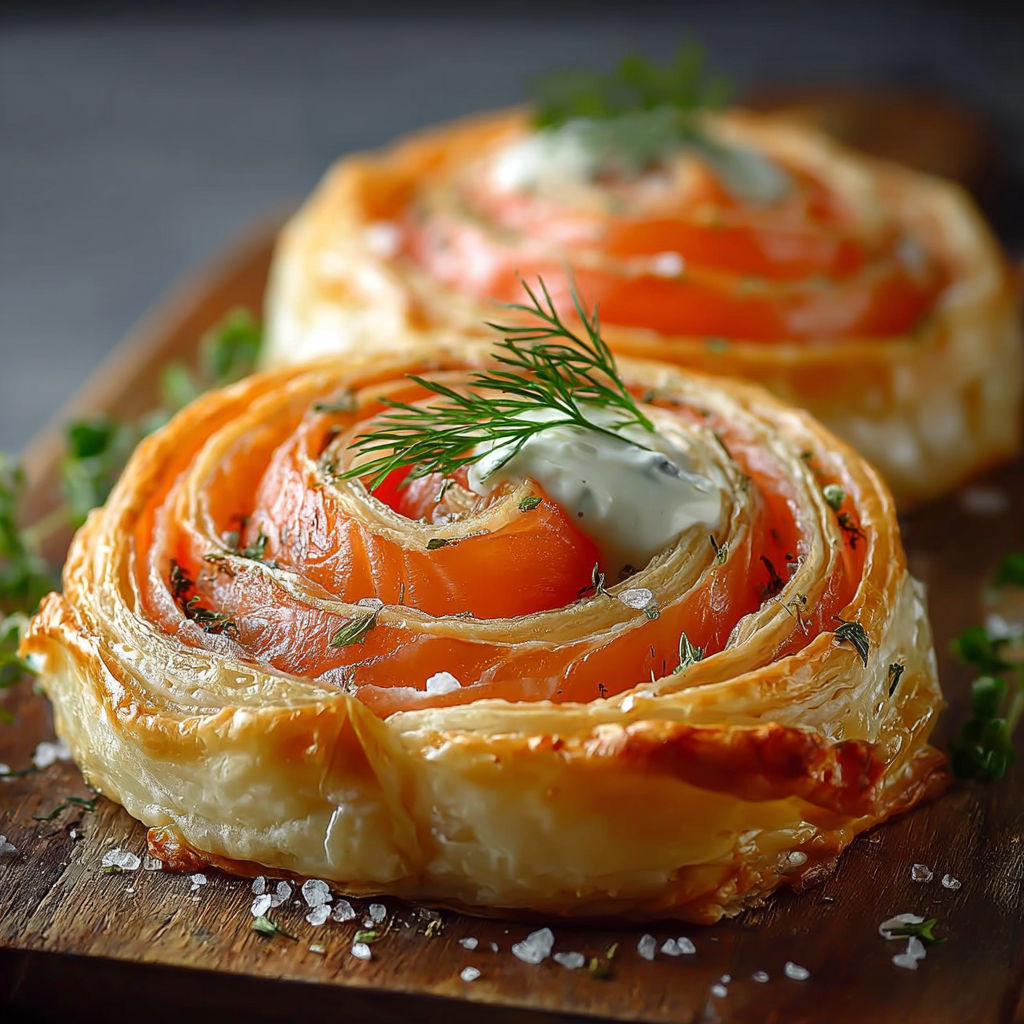 Roulés feuilletés saumon fromage, deux variantes de la recette.