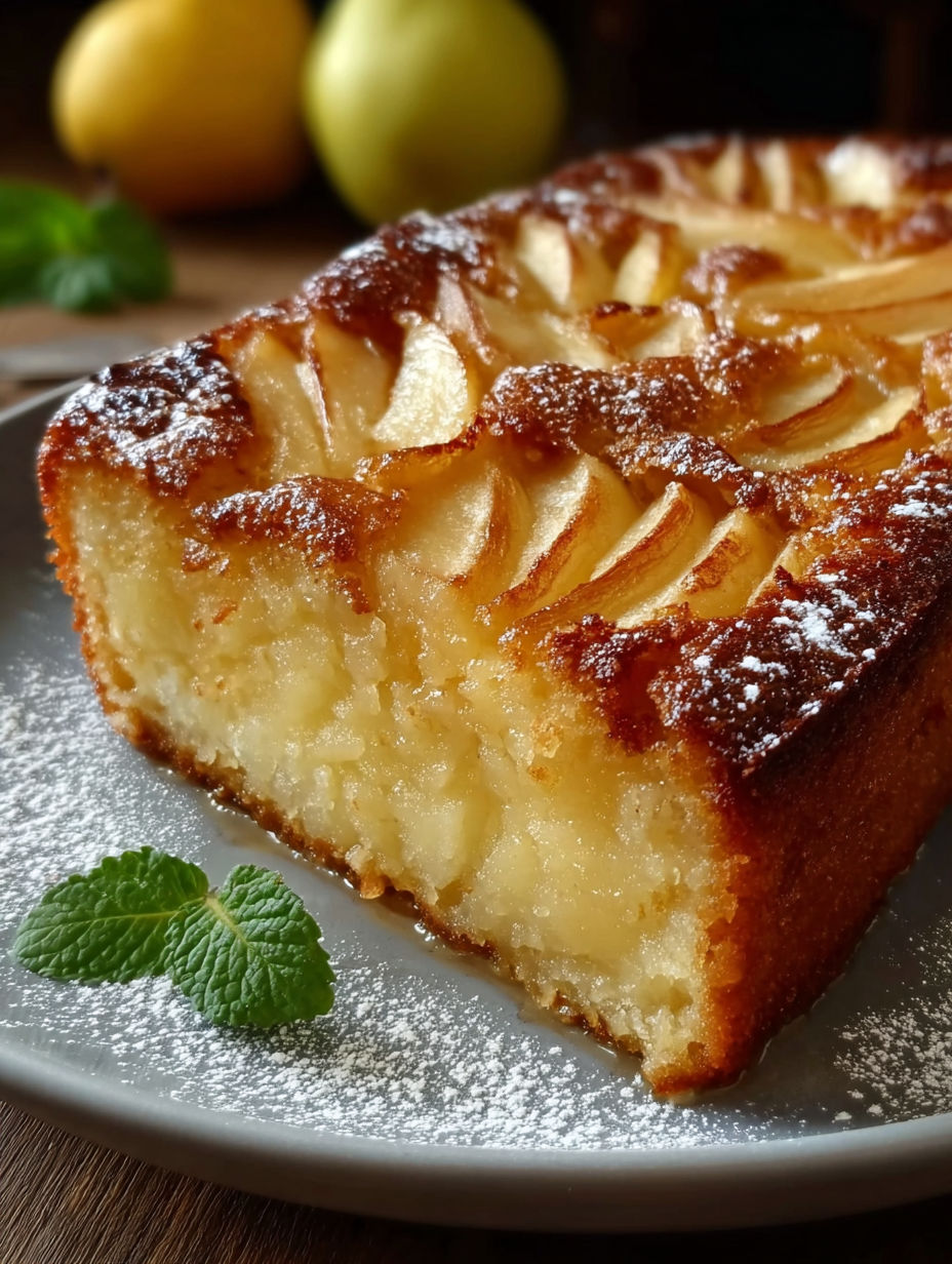 Une tarte aux pommes fondantes, facile et irrésistible, est servie sur un plateau.