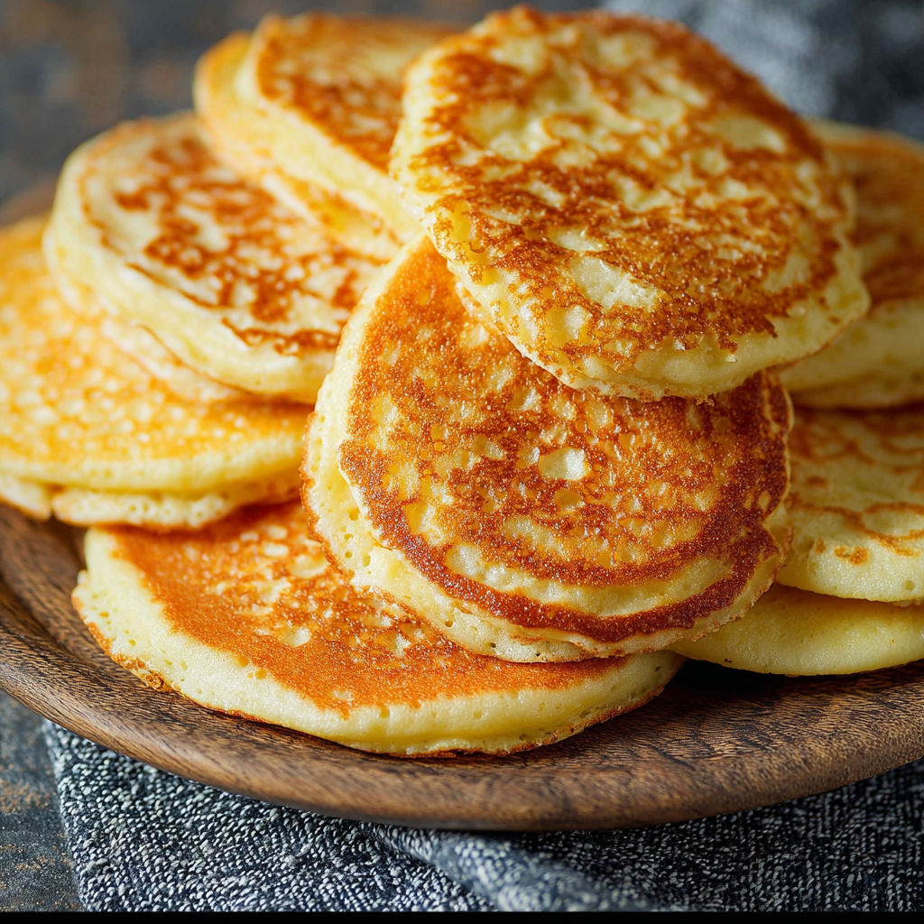 Une pile de blinis parfaits ultra moelleux sur un plateau.