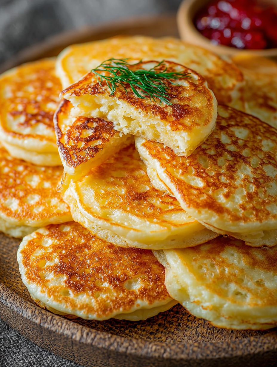 Une pile de blinis parfaits ultra moelleux.