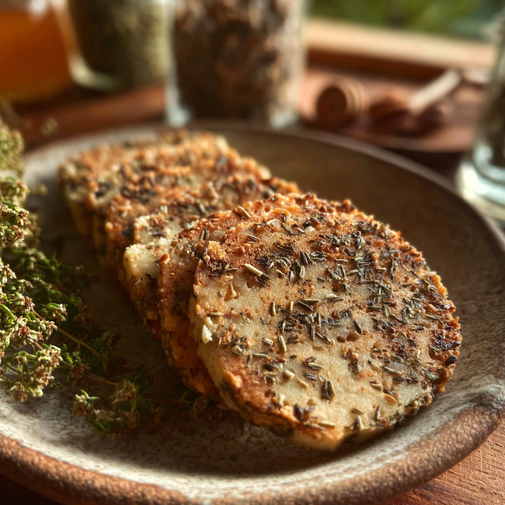 Une plaque de pâte brûlée avec des herbes séchées et des épices.