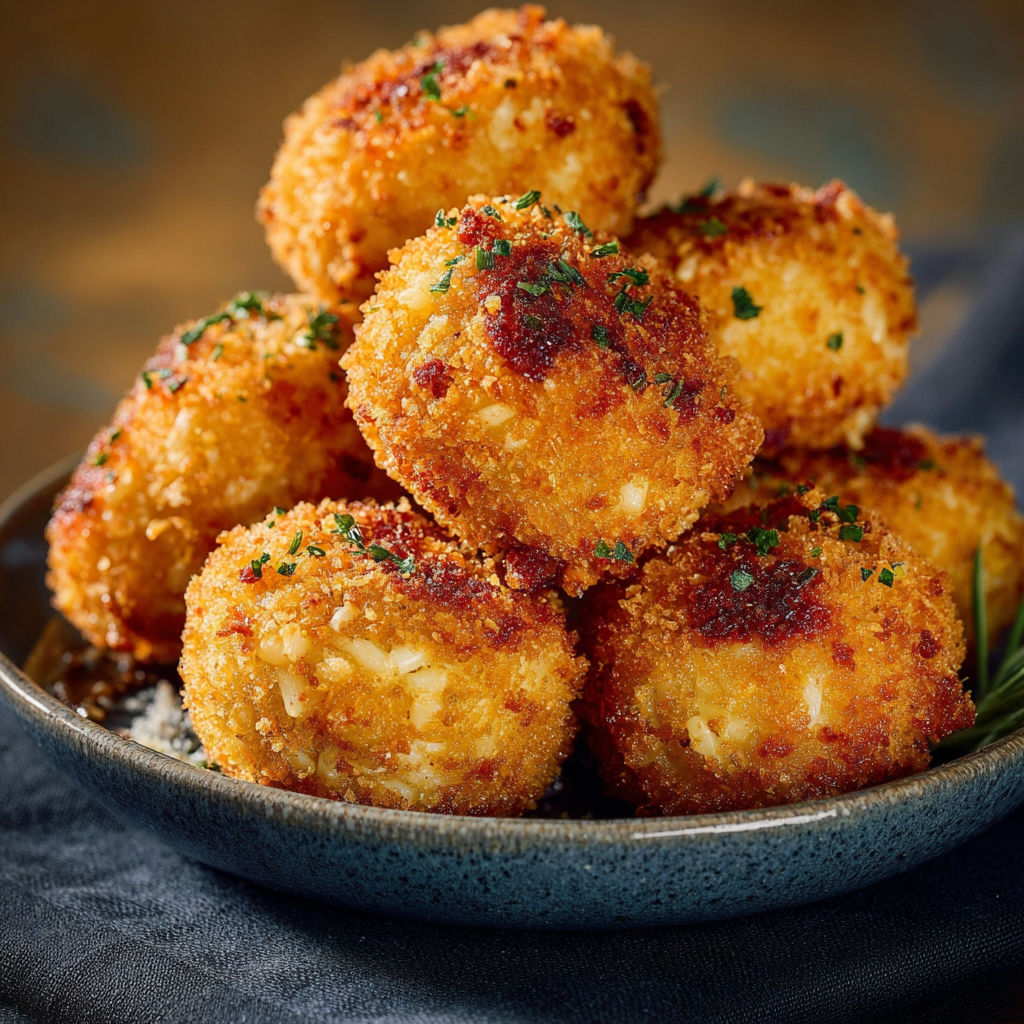 Une pile de croquettes de pommes de terre frites dans un bol.