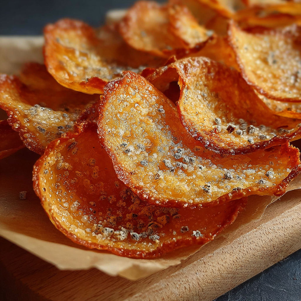 Une plaque de bois sur laquelle sont disposées des tuiles salées, un appetisant apéro original.