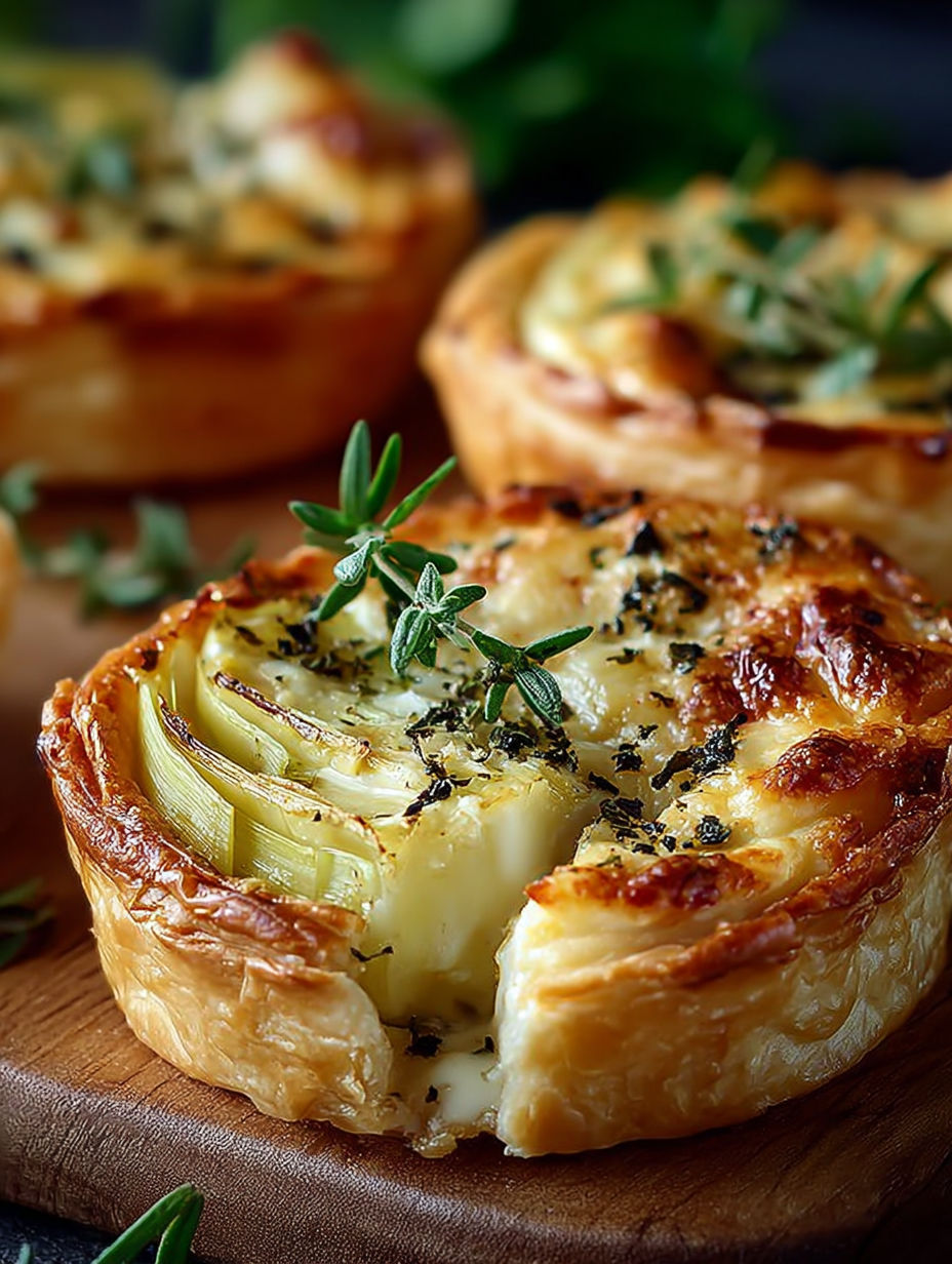 Une tarte aux légumes et fromage, avec une touche de parsley, est servie sur une table.
