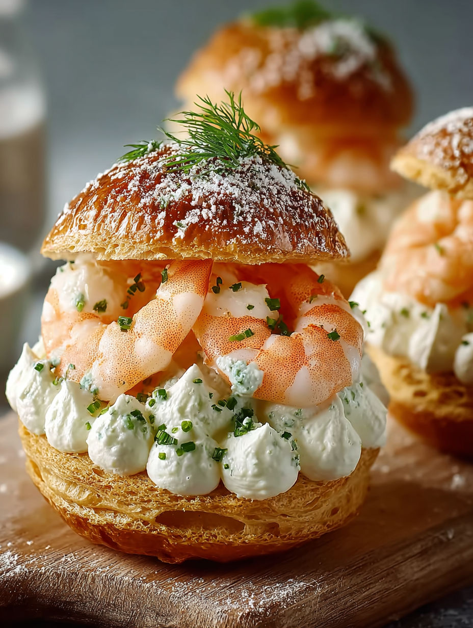 Une recette de Choux à la mousse de crevettes, facile et délicieuse, avec des crevettes fraîches et une sauce crémeuse.