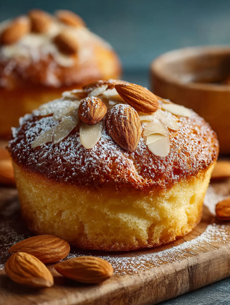 Un moelleux Amande Yaourt est présenté sur une table avec des noix de cajou et des almonds.
