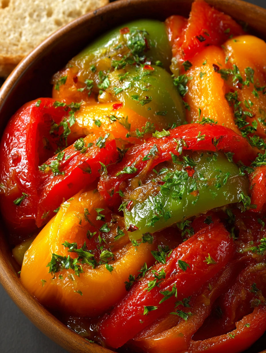 Une salade de tomates et de poivrons avec des herbes fraîches.