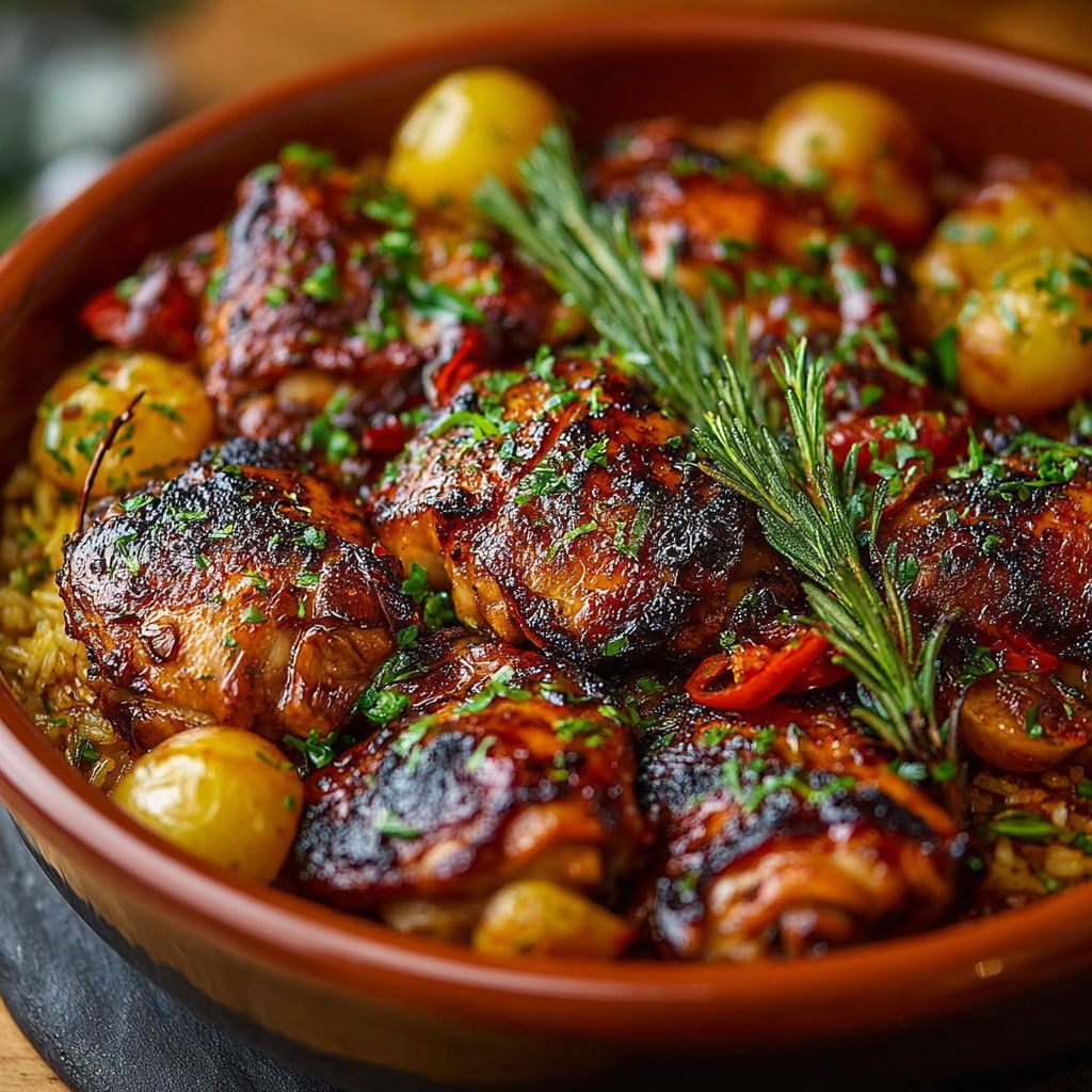 Une recette de poulet grillé avec des légumes et herbes.