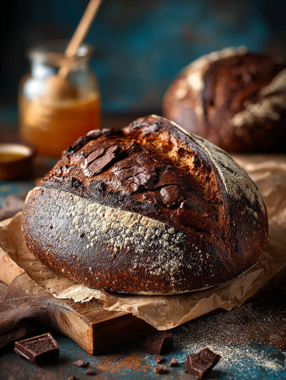 Une baguette de pain chocolat avec des grains de café.