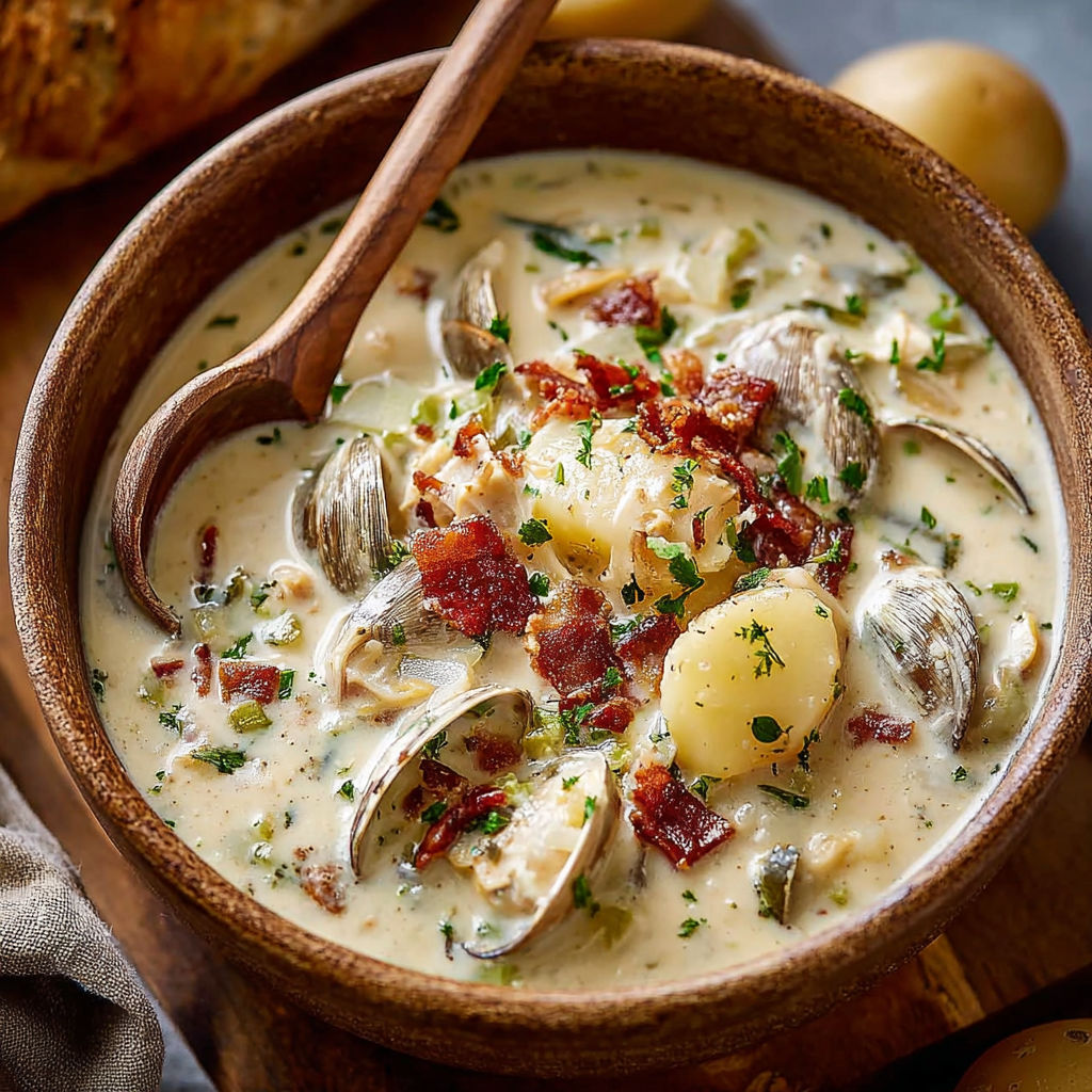 Soupe crémeuse aux fruits de mer et pommes de terre