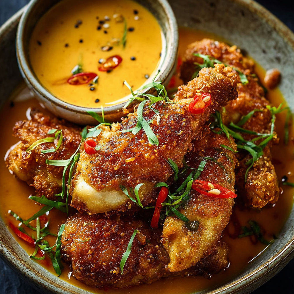 Une recette de poulet grillé avec une sauce au curry et des légumes verts.