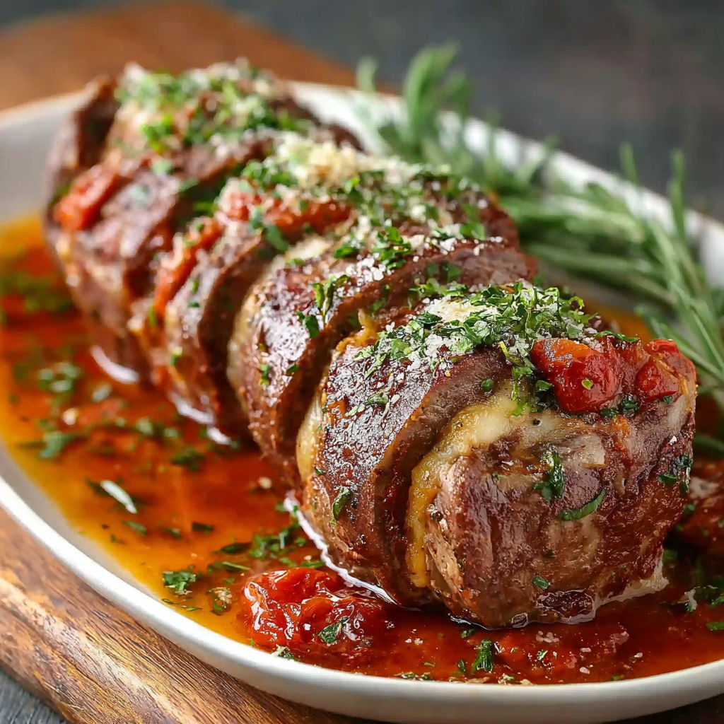 Une viande grillée avec des herbes et des tomates, sertie sur un plat.