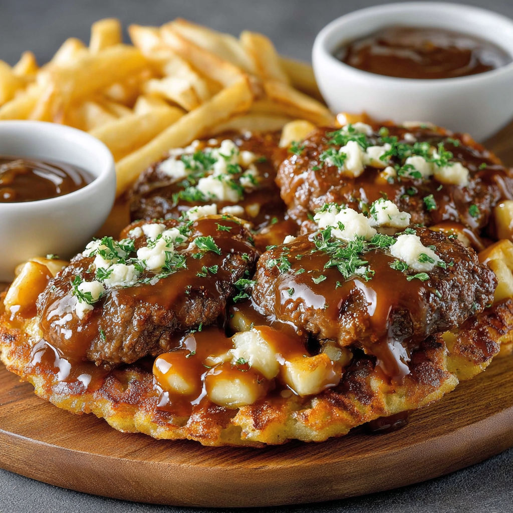 Une recette de burgers farcis saveur poutine croustillante.