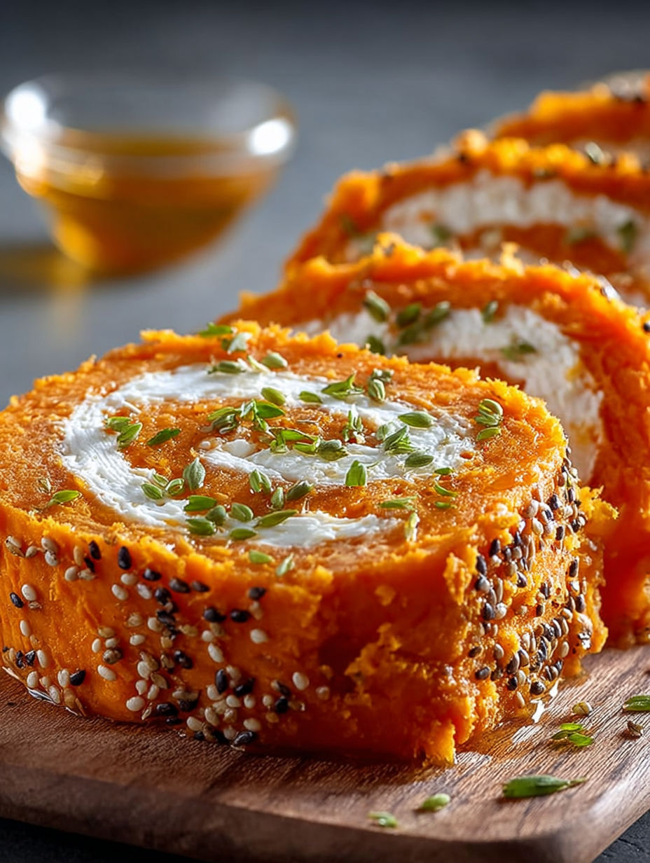 Une barquette de carottes farcies avec des herbes et des graines de cumin.