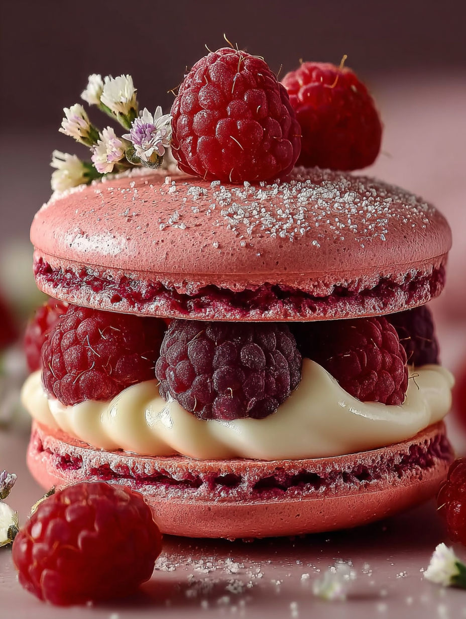 Une tarte aux fraises et aux framboises est servie sur un plateau.