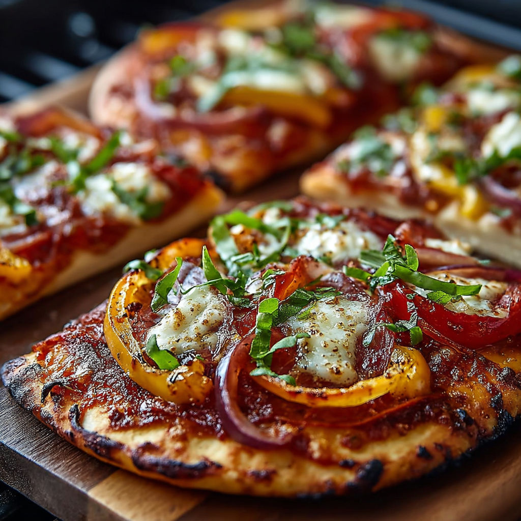 Pizzas au capicollo et poivron, avec des tomates et des herbes, servents de délicieuses collations.