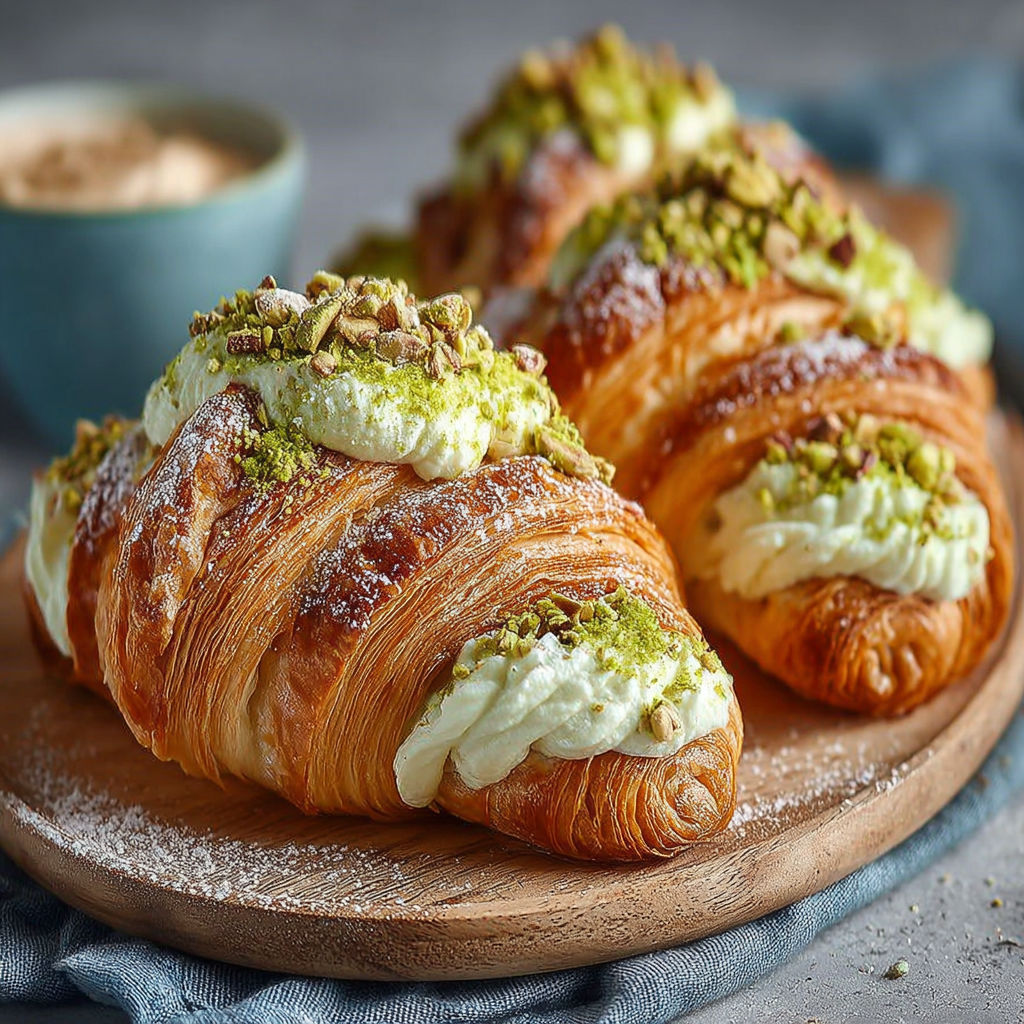 Deserts de croissant avec des fruits secs et des herbes vertes.