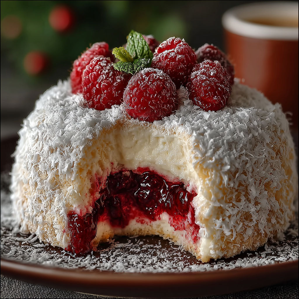Une tarte aux fraises et raspberries, garnie de crème fouettée et de sucre en poudre, est servie sur un plateau.