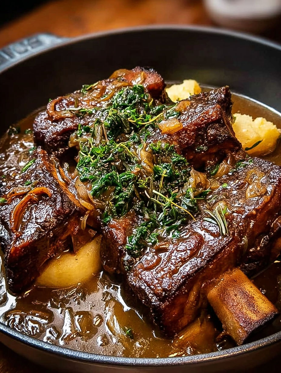 Brasse avec des pommes de terre et des herbes" - Une recette de brasse avec des pommes de terre et des herbes, servie dans un bol.
