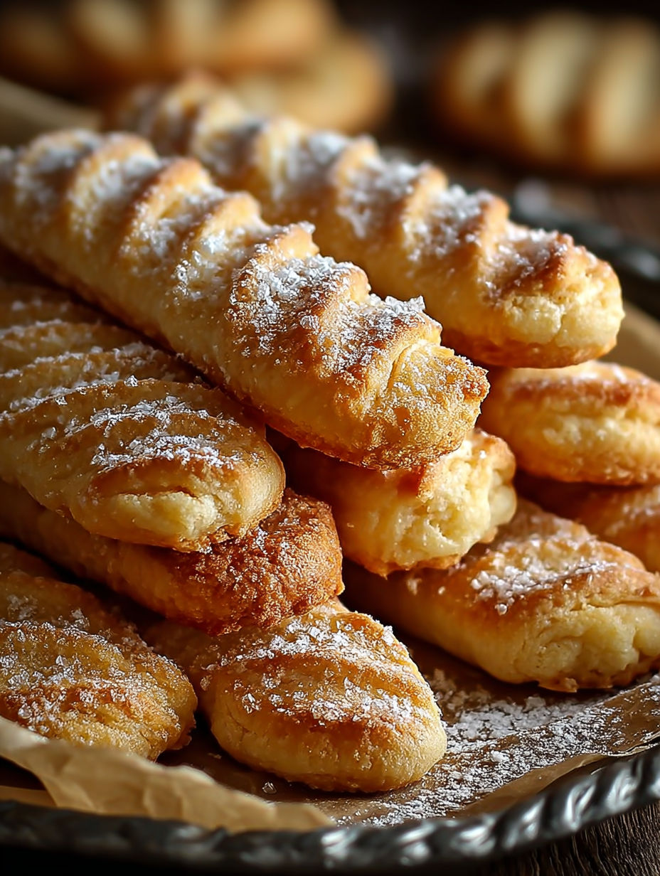 Une pile de croissants garnis de sucre et de graines de vanille.