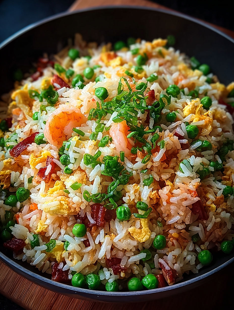 Rice et légumes avec des légumes verts et des fruits de mer.