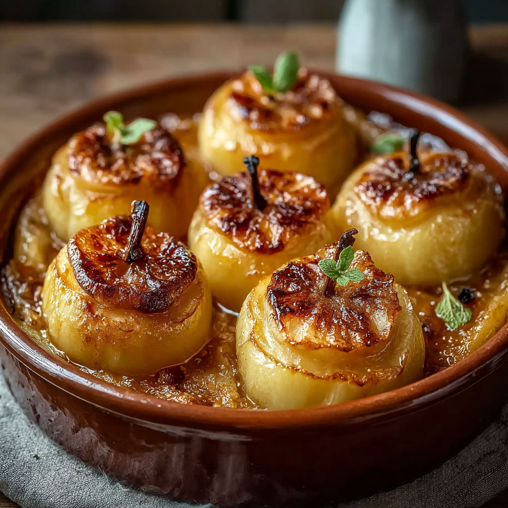 Une tarte aux pommes et aux poires, avec des pommes et des poires cuites et surgelées, est servie dans un bol en terre.
