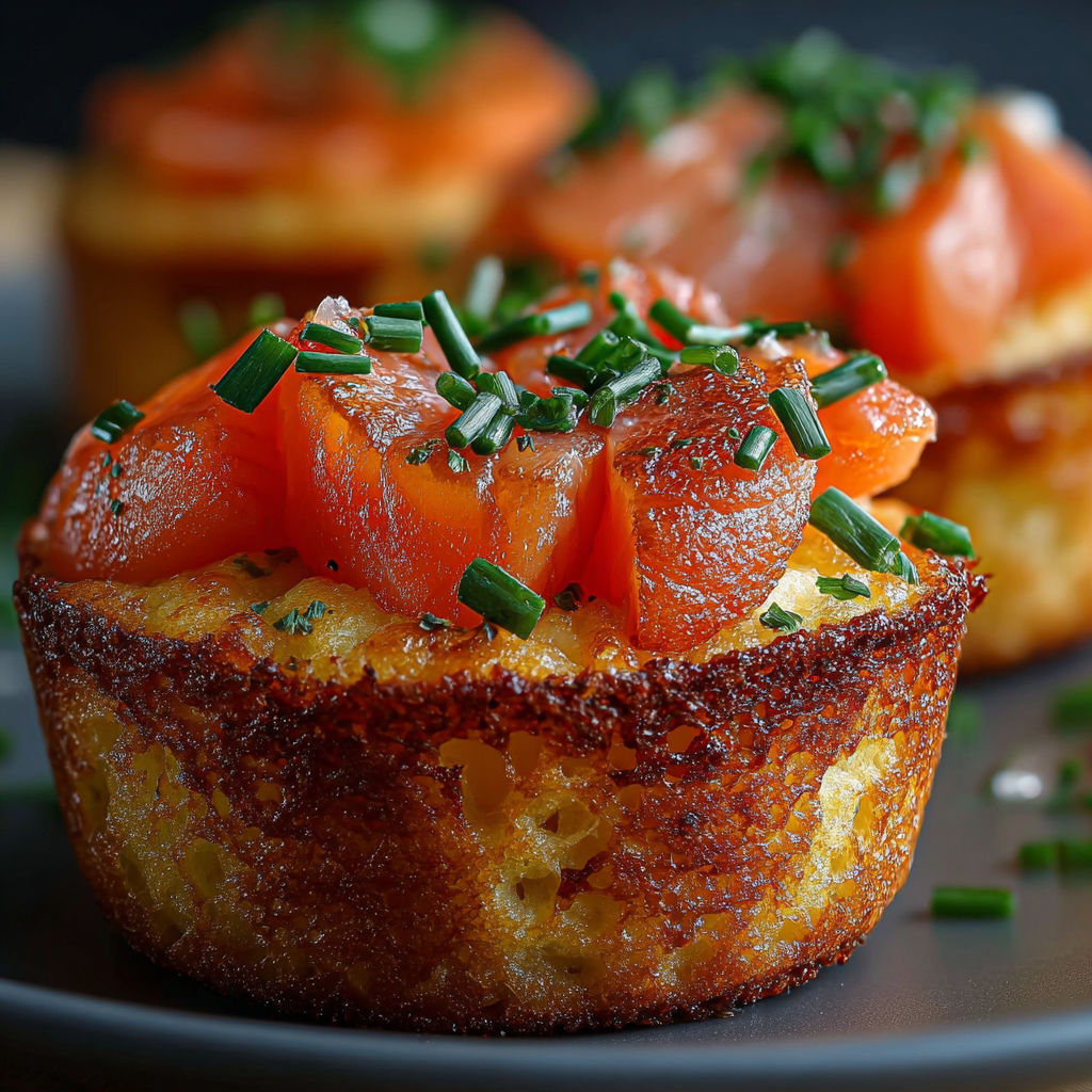 Une petite tarte aux pommes de terre avec des légumes verts.