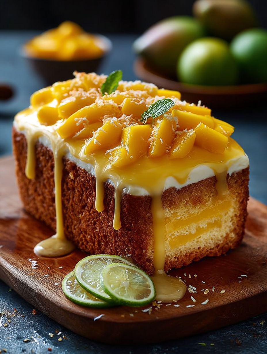 Une tarte aux fruits de mer sur une planche de bois.