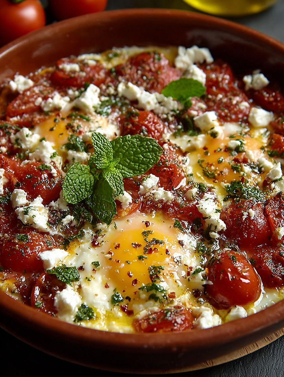 Une recette grecque d'œufs brouillés est servie dans un bol en terre.