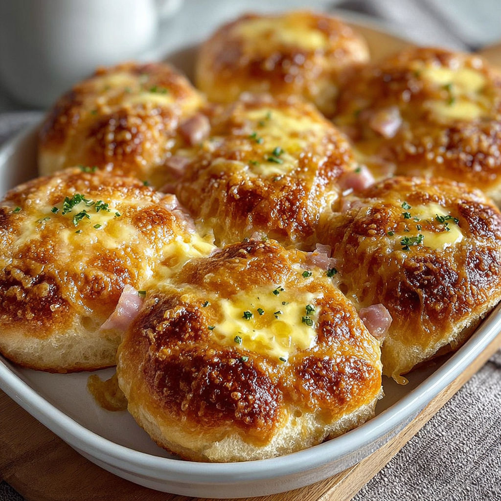 Une pâte brûlée avec des croissants et des oignons, sertie dans un plat sur une table.
