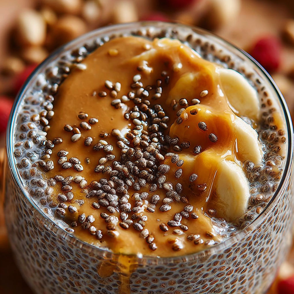 Un dessert en verre contenant des bananas, des noix et du beurre de cacahuète.