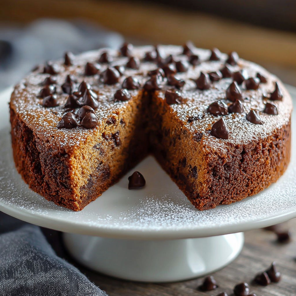 Une tarte aux chocolats, découpée en quartiers, est servie sur un plateau en verre.
