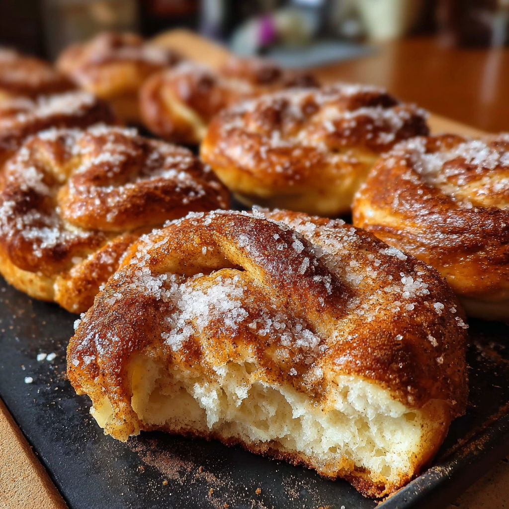 Une pile de beignets de sucre sur une table.