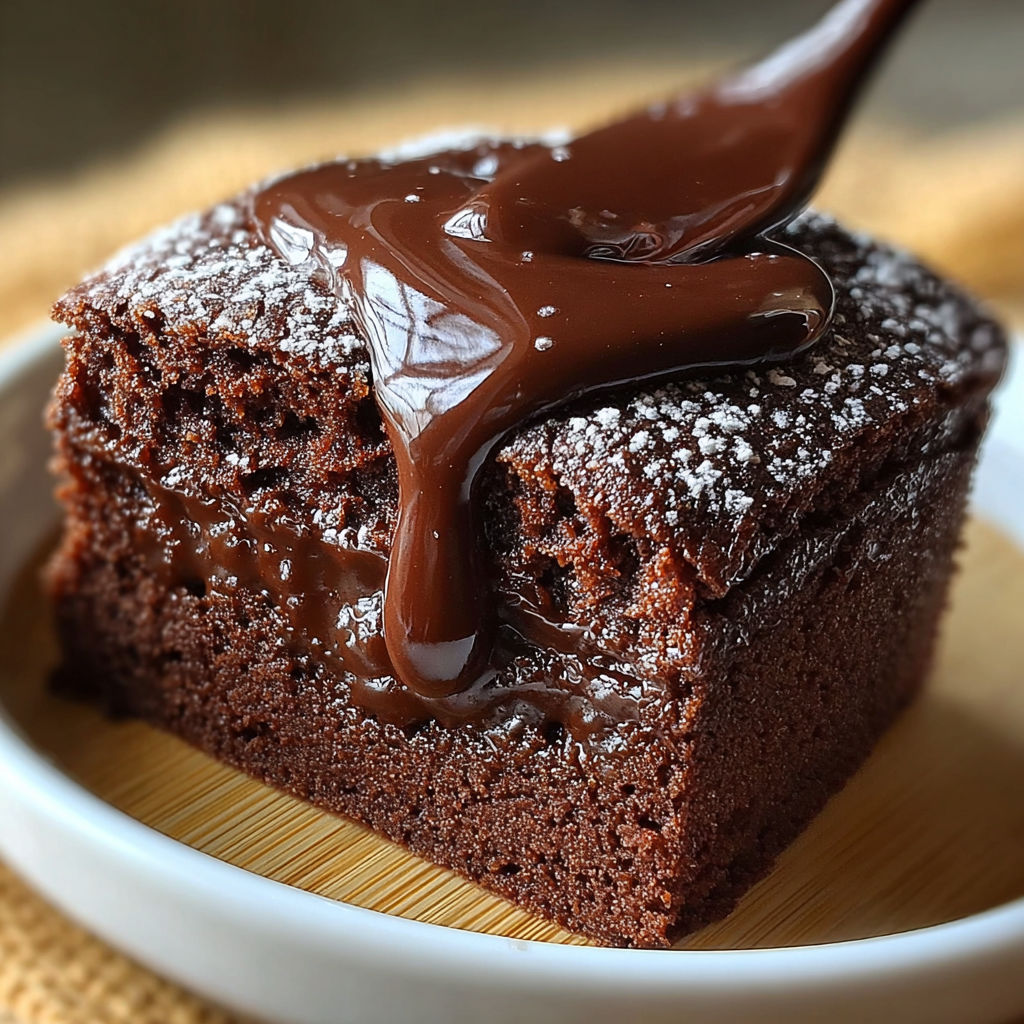 Une tarte au chocolat délicieuse, garnie de chocolat fondu, est servie dans un bol sur un plateau.