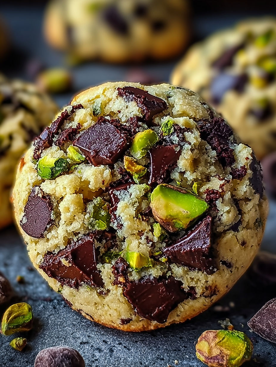 Un délicieux cookie pistache et pépites de chocolat noir, parfait pour un moment de plaisir.