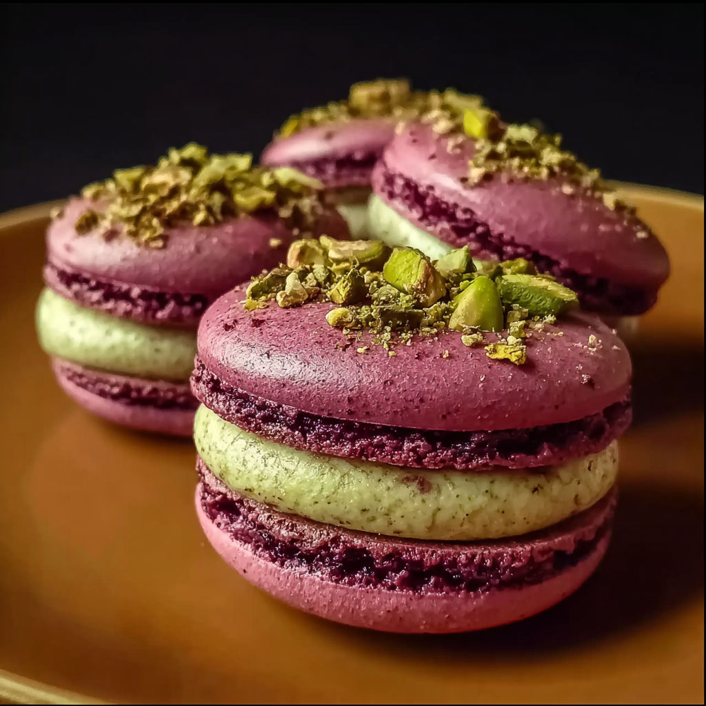 Les macarons colorés sont sur un plateau.