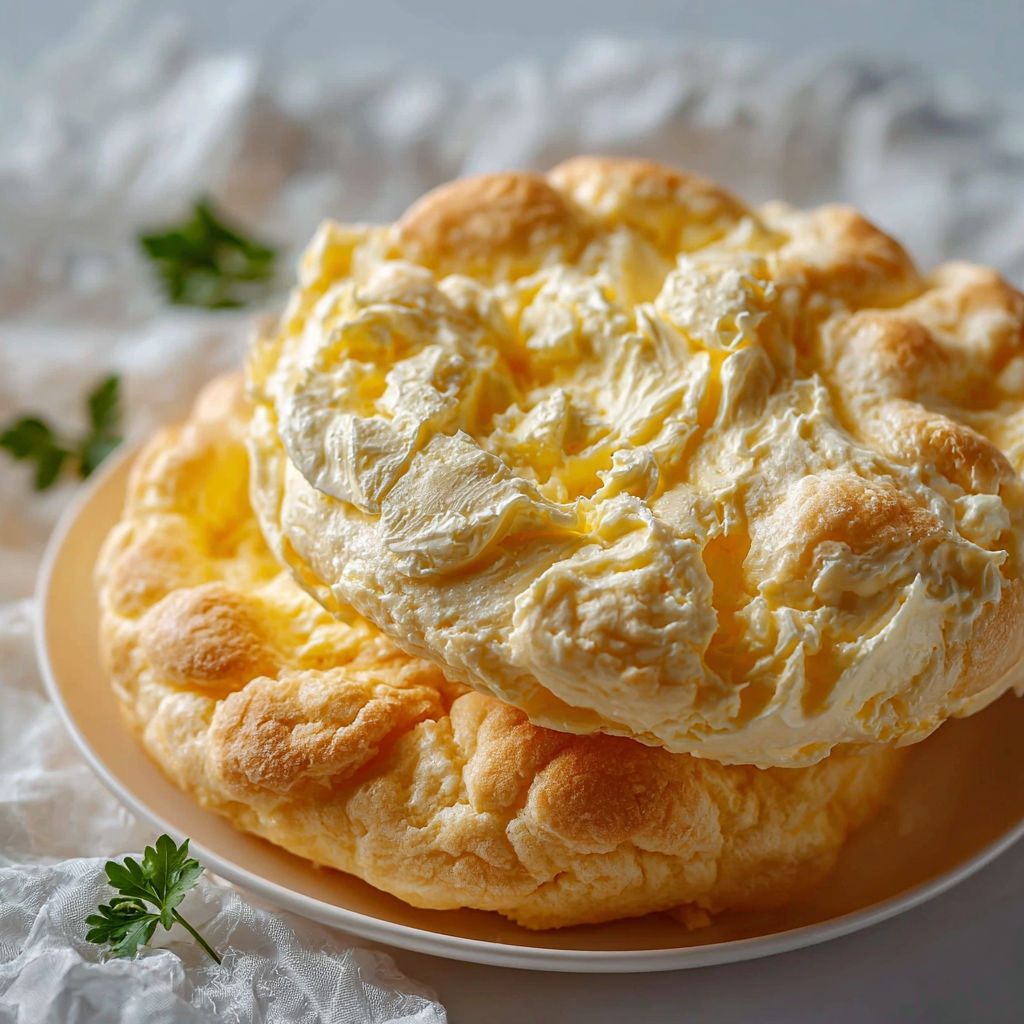 Une tarte aux pommes en forme de boule, garnie de herbes, sur un plateau.