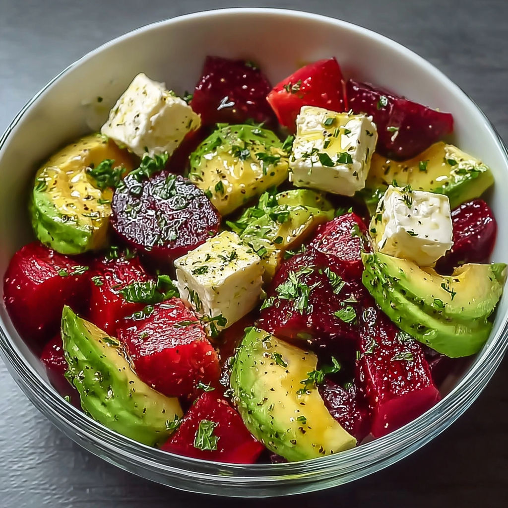 Une salade de fruits et de fromage, avec des avocats, des tomates, des pamplemousses et des yaourts.