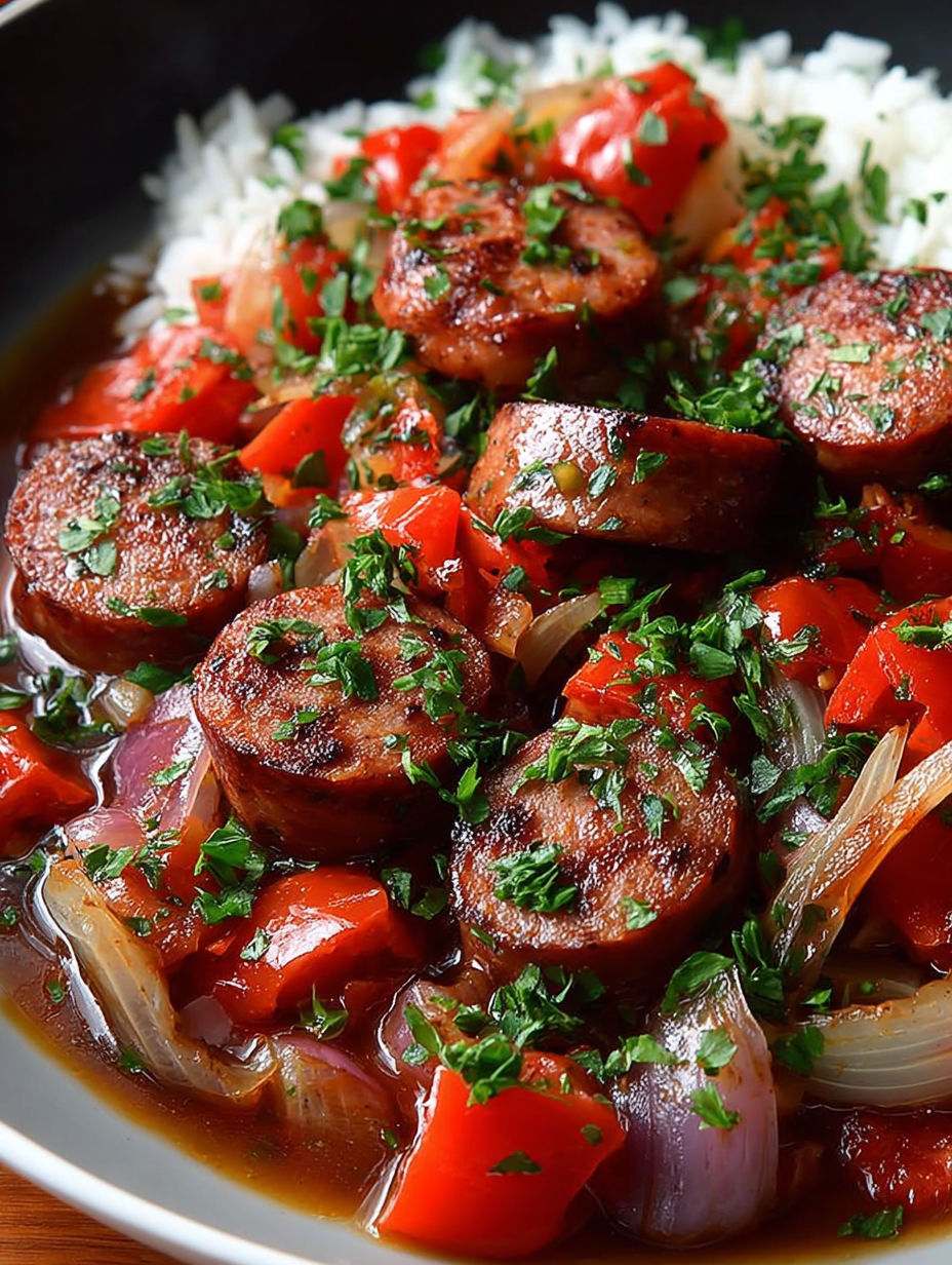 Une recette de sauce tomate avec des épinards, des oignons, des poivrons et des herbes.