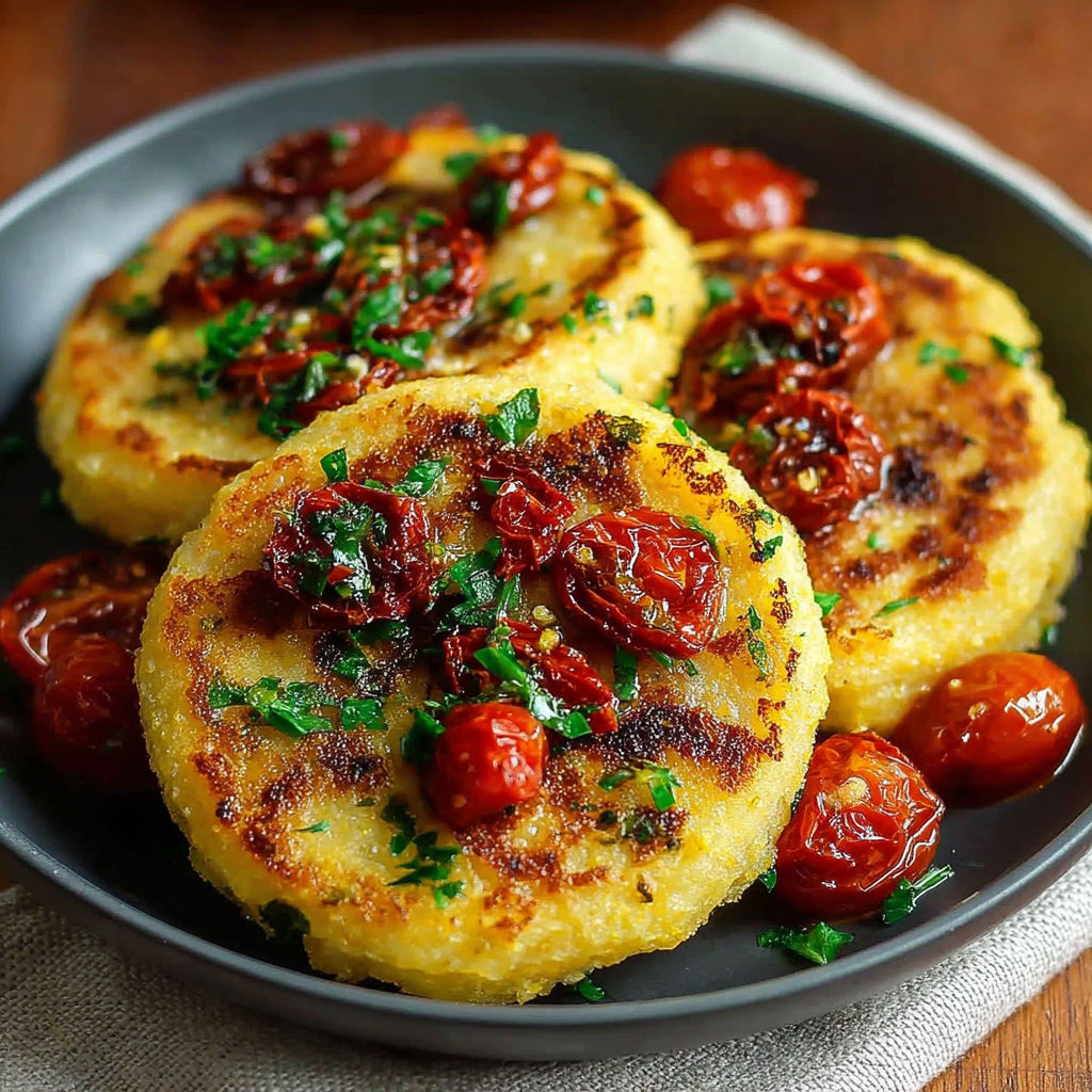 Polenta croustillante aux tomates, un plat délicieux et savoureux.