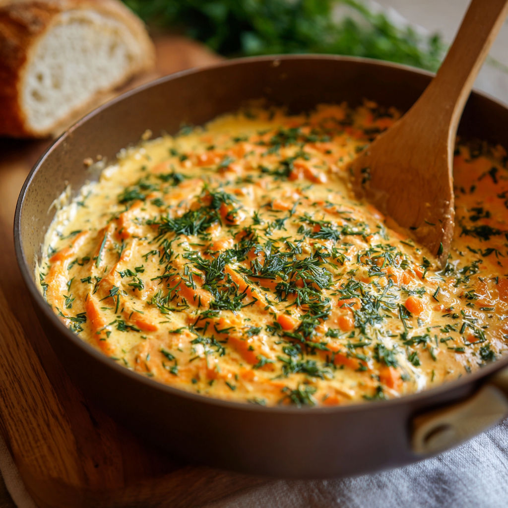 Une recette de soupes de carottes et de herbes sertie dans un bol en bronze.