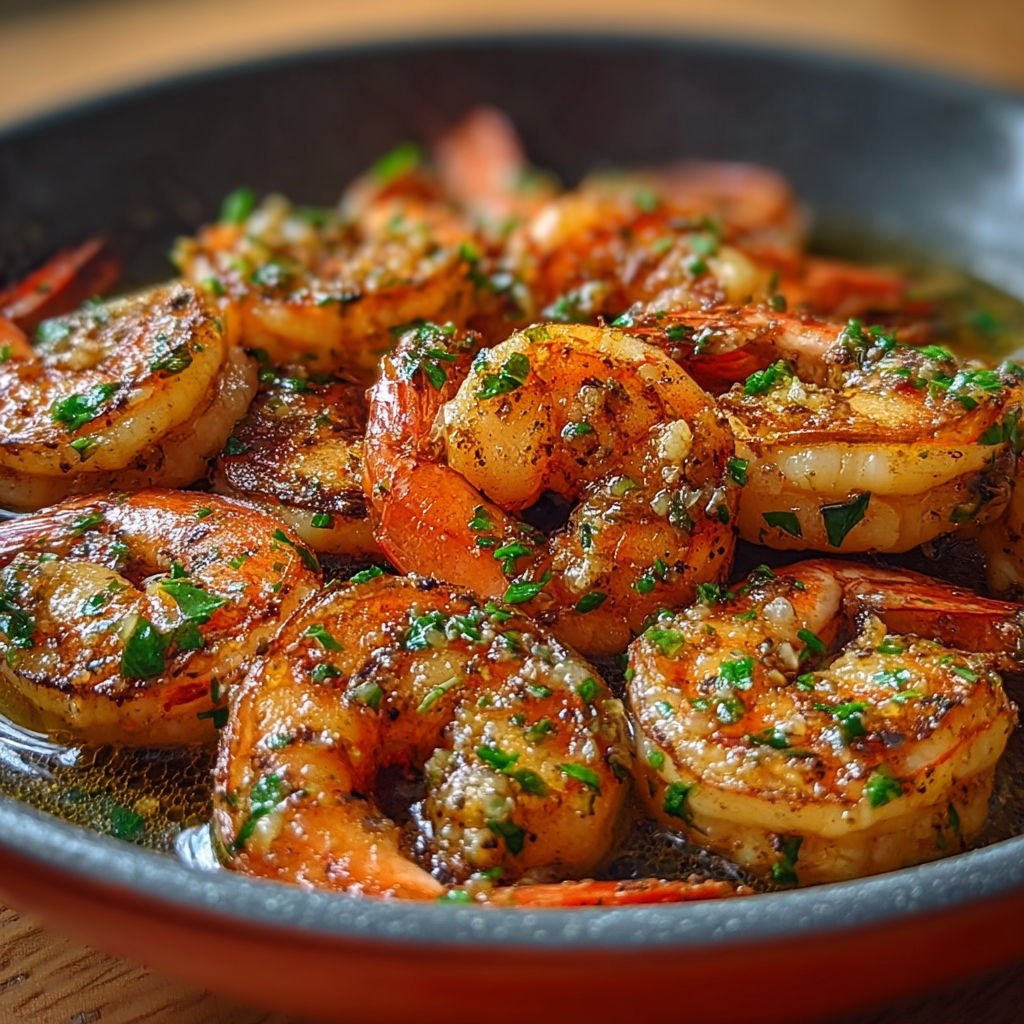 Une assiette de langoustines grillées avec des herbes fraîches et des épices.