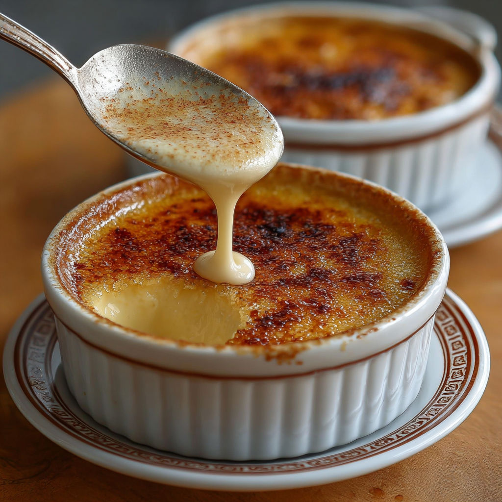 Une tarte flambée est servie dans un bol en porcelaine, avec une cuillère en argent qui y est plongée.
