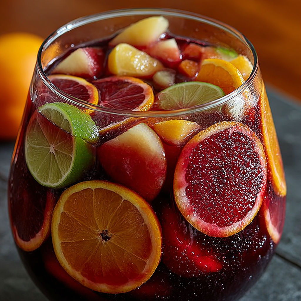 Un jus de fruits avec des oranges, des citrons et des grenades.