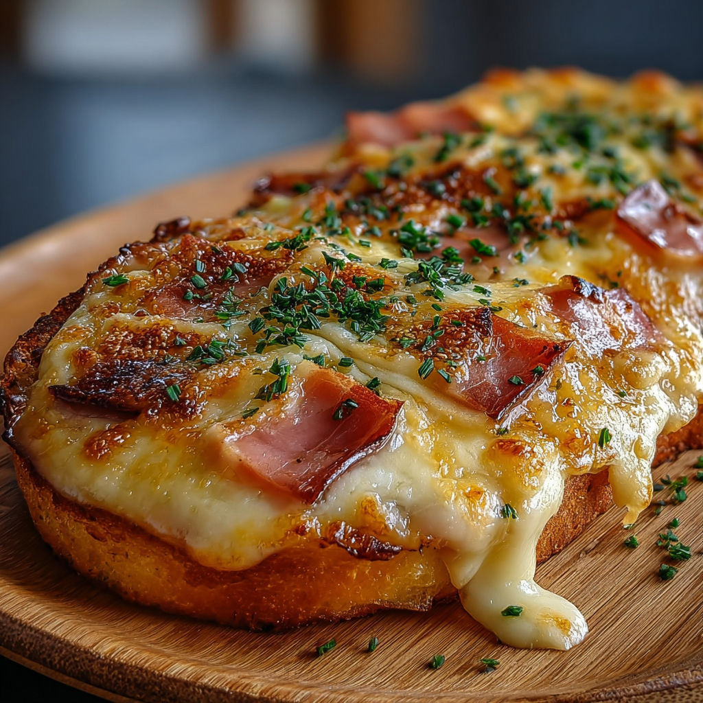 Une pizza maison avec des légumes et du fromage, servie sur un plateau de bois.