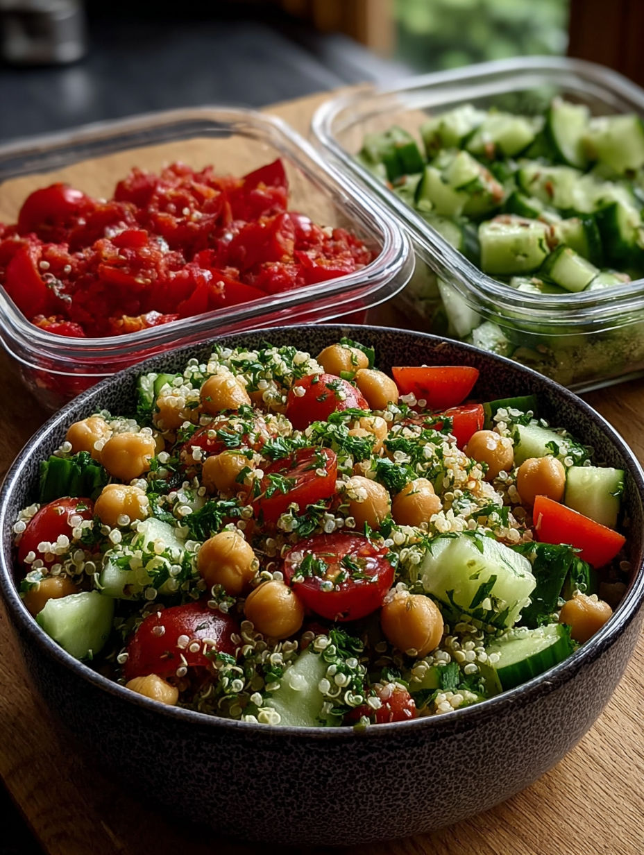 Une salade de légumes et de graines de cumin.